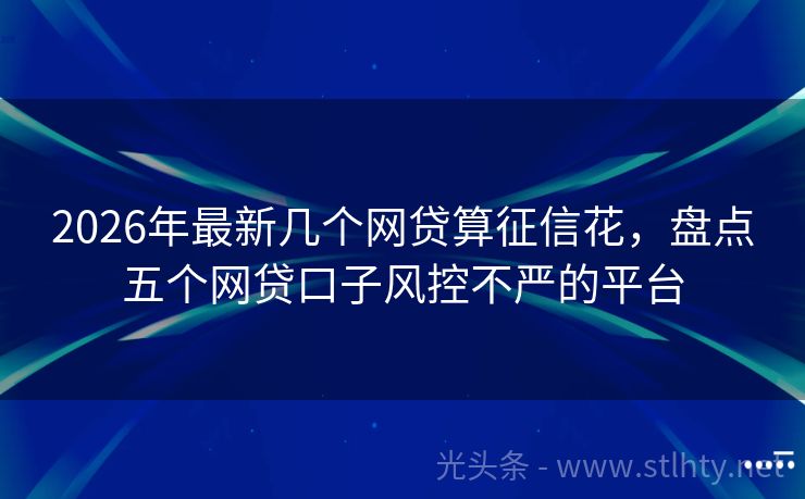 2026年最新几个网贷算征信花，盘点五个网贷口子风控不严的平台