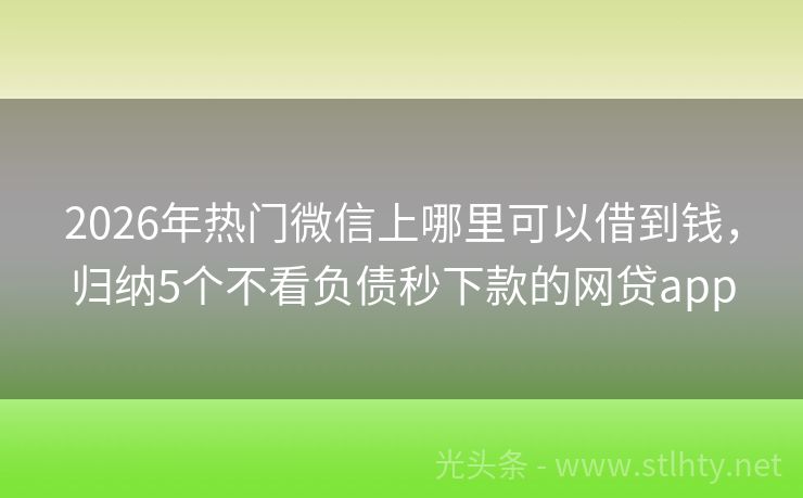 2026年热门微信上哪里可以借到钱，归纳5个不看负债秒下款的网贷app
