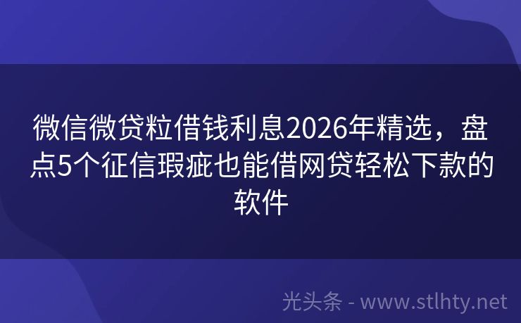 微信微贷粒借钱利息2026年精选，盘点5个征信瑕疵也能借网贷轻松下款的软件