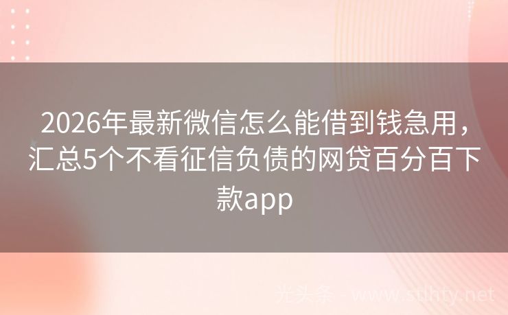 2026年最新微信怎么能借到钱急用，汇总5个不看征信负债的网贷百分百下款app