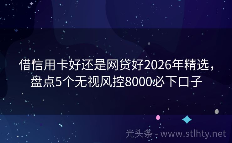 借信用卡好还是网贷好2026年精选，盘点5个无视风控8000必下口子
