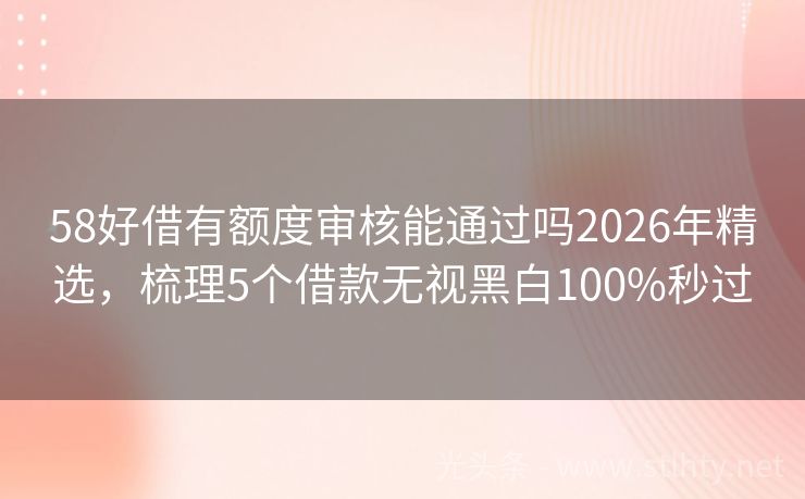 58好借有额度审核能通过吗2026年精选，梳理5个借款无视黑白100%秒过