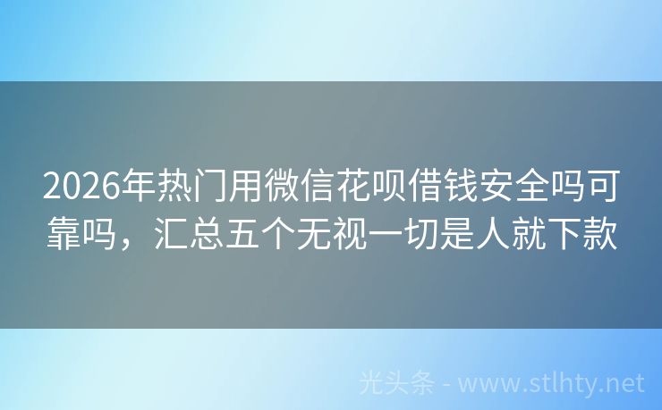 2026年热门用微信花呗借钱安全吗可靠吗，汇总五个无视一切是人就下款