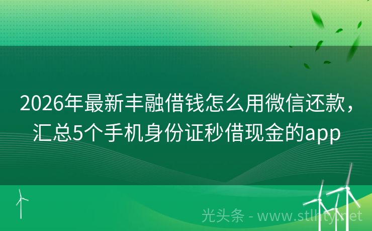 2026年最新丰融借钱怎么用微信还款，汇总5个手机身份证秒借现金的app