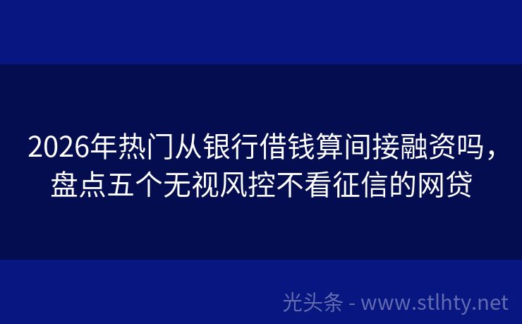 2026年热门从银行借钱算间接融资吗，盘点五个无视风控不看征信的网贷