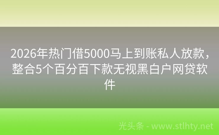2026年热门借5000马上到账私人放款，整合5个百分百下款无视黑白户网贷软件