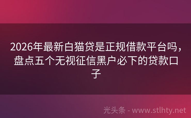 2026年最新白猫贷是正规借款平台吗，盘点五个无视征信黑户必下的贷款口子