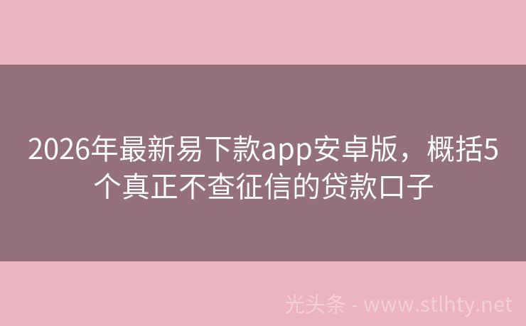 2026年最新易下款app安卓版，概括5个真正不查征信的贷款口子