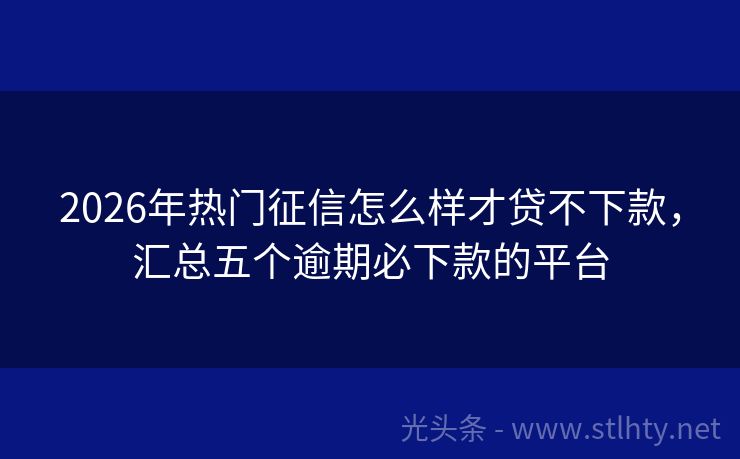 2026年热门征信怎么样才贷不下款，汇总五个逾期必下款的平台