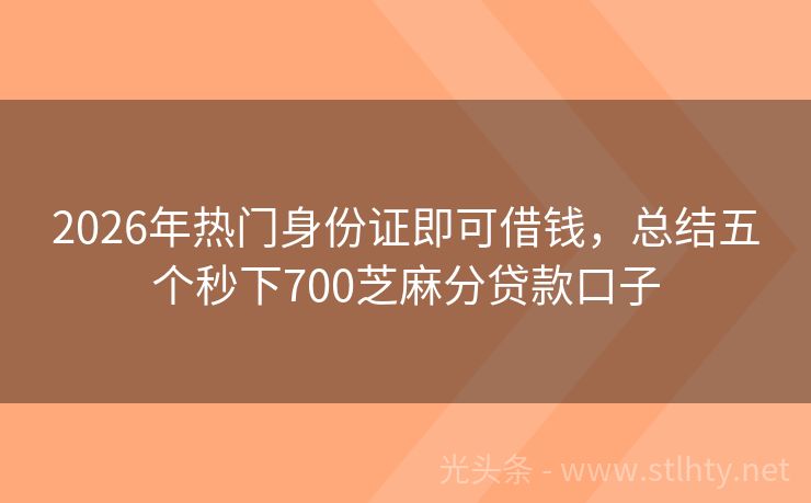 2026年热门身份证即可借钱，总结五个秒下700芝麻分贷款口子