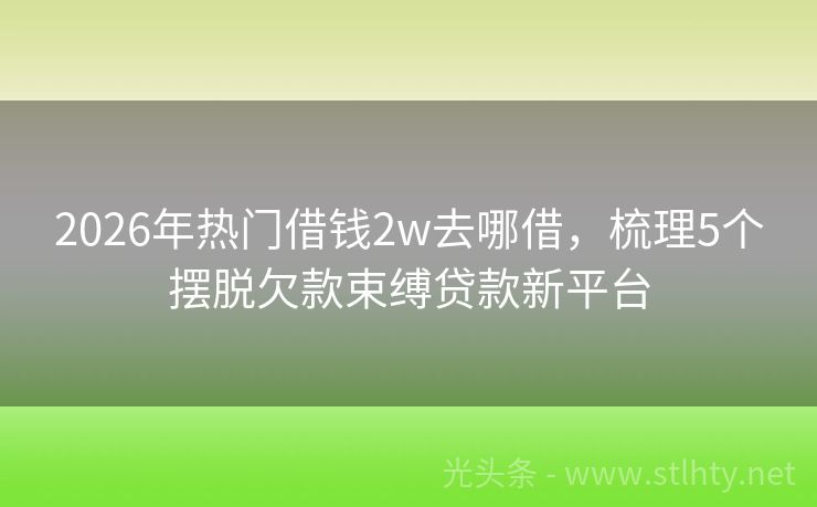 2026年热门借钱2w去哪借，梳理5个摆脱欠款束缚贷款新平台