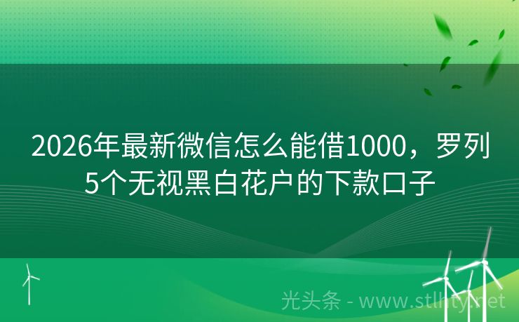 2026年最新微信怎么能借1000，罗列5个无视黑白花户的下款口子