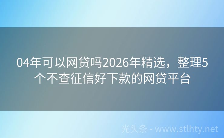 04年可以网贷吗2026年精选，整理5个不查征信好下款的网贷平台