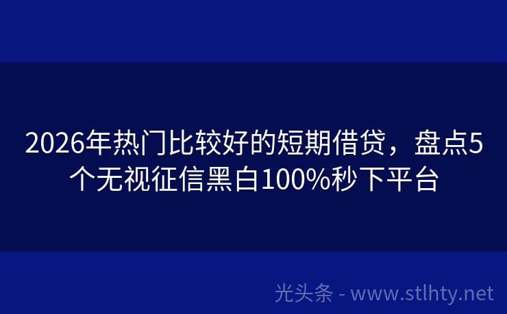 2026年热门比较好的短期借贷，盘点5个无视征信黑白100%秒下平台