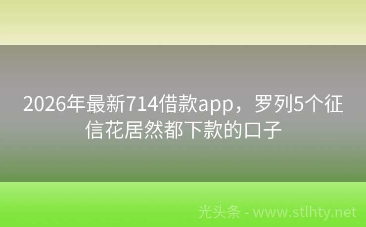 2026年最新714借款app，罗列5个征信花居然都下款的口子