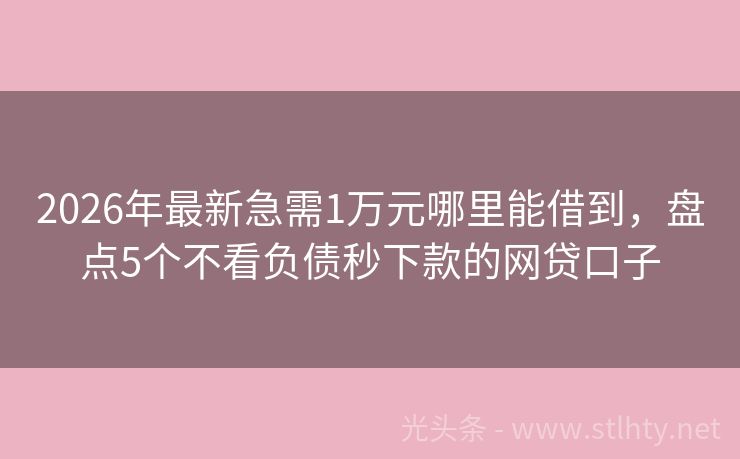 2026年最新急需1万元哪里能借到，盘点5个不看负债秒下款的网贷口子