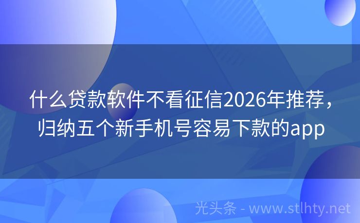 什么贷款软件不看征信2026年推荐，归纳五个新手机号容易下款的app
