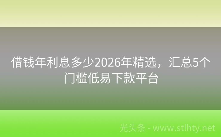 借钱年利息多少2026年精选，汇总5个门槛低易下款平台