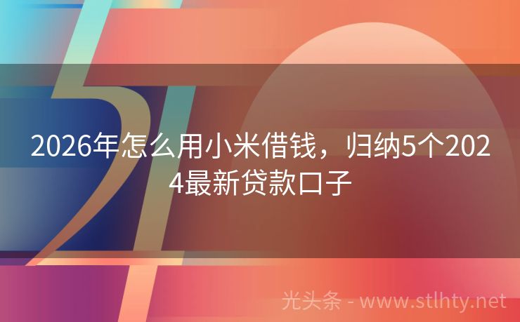 2026年怎么用小米借钱，归纳5个2024最新贷款口子
