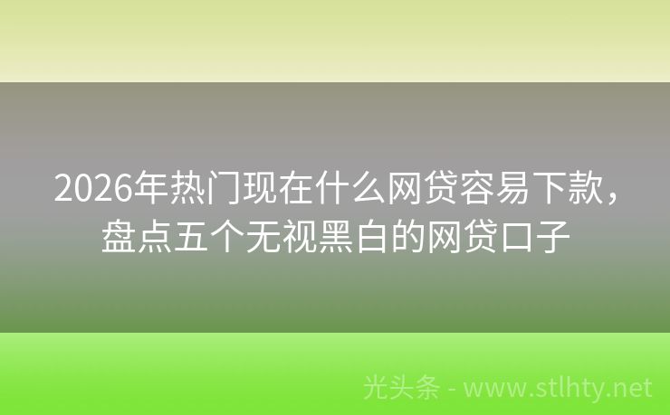 2026年热门现在什么网贷容易下款，盘点五个无视黑白的网贷口子