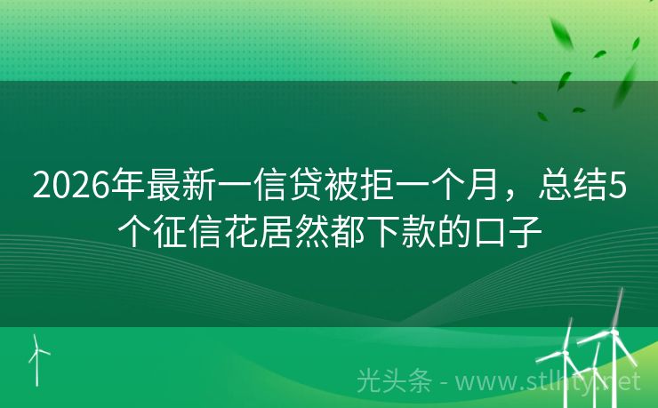 2026年最新一信贷被拒一个月，总结5个征信花居然都下款的口子