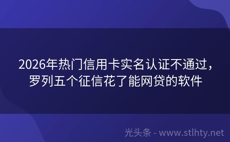2026年热门信用卡实名认证不通过，罗列五个征信花了能网贷的软件