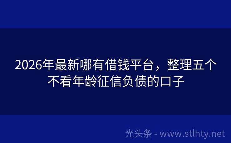 2026年最新哪有借钱平台，整理五个不看年龄征信负债的口子