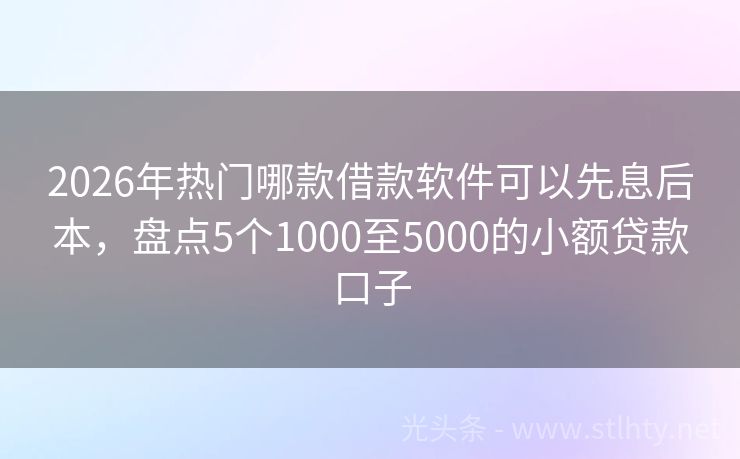 2026年热门哪款借款软件可以先息后本，盘点5个1000至5000的小额贷款口子