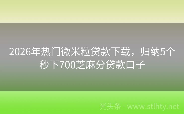 2026年热门微米粒贷款下载，归纳5个秒下700芝麻分贷款口子