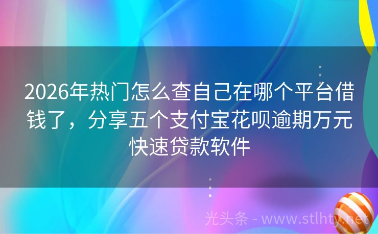 2026年热门怎么查自己在哪个平台借钱了，分享五个支付宝花呗逾期万元快速贷款软件