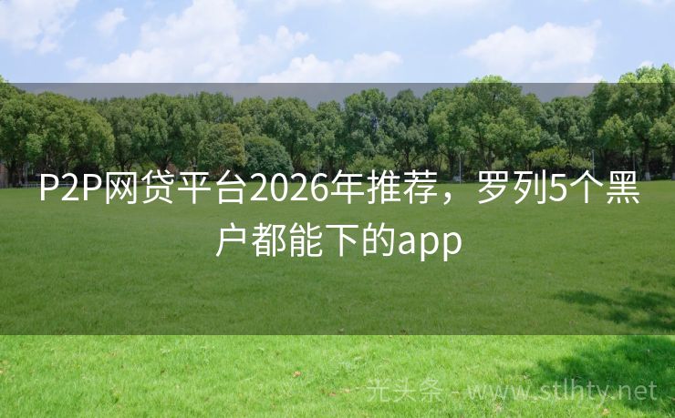 P2P网贷平台2026年推荐，罗列5个黑户都能下的app