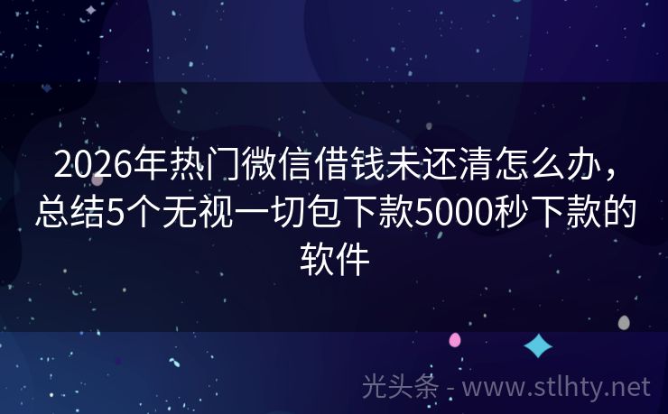 2026年热门微信借钱未还清怎么办，总结5个无视一切包下款5000秒下款的软件