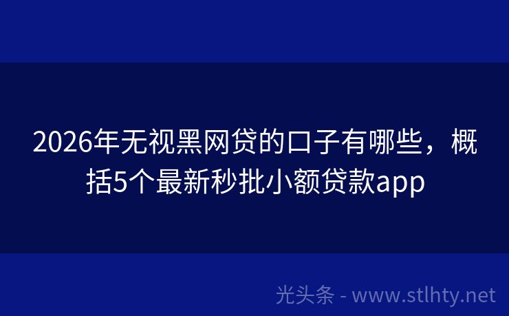 2026年无视黑网贷的口子有哪些，概括5个最新秒批小额贷款app
