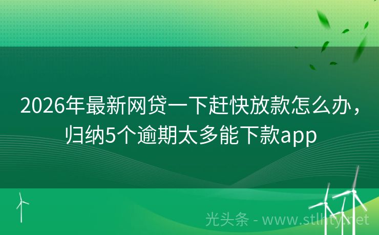 2026年最新网贷一下赶快放款怎么办，归纳5个逾期太多能下款app