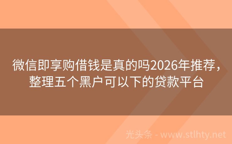 微信即享购借钱是真的吗2026年推荐，整理五个黑户可以下的贷款平台