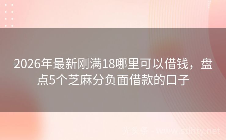 2026年最新刚满18哪里可以借钱，盘点5个芝麻分负面借款的口子