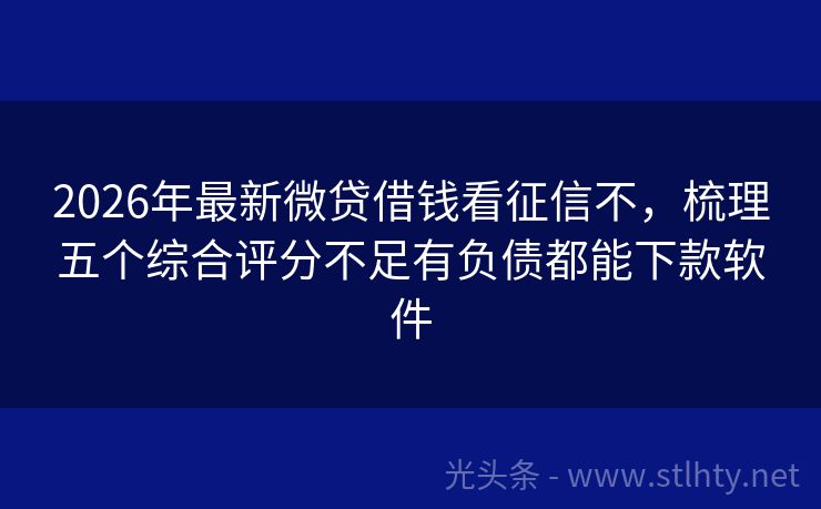2026年最新微贷借钱看征信不，梳理五个综合评分不足有负债都能下款软件