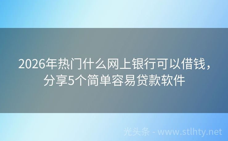 2026年热门什么网上银行可以借钱，分享5个简单容易贷款软件