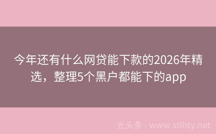 今年还有什么网贷能下款的2026年精选，整理5个黑户都能下的app