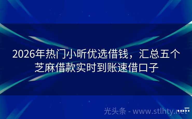 2026年热门小昕优选借钱，汇总五个芝麻借款实时到账速借口子