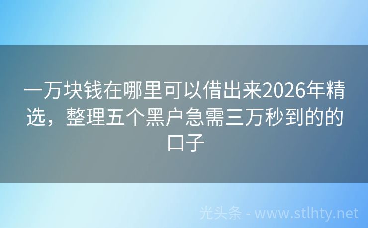 一万块钱在哪里可以借出来2026年精选，整理五个黑户急需三万秒到的的口子