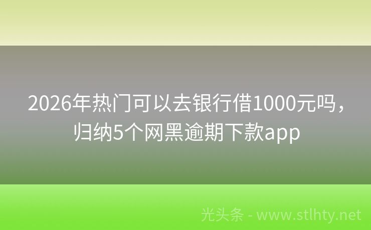 2026年热门可以去银行借1000元吗，归纳5个网黑逾期下款app
