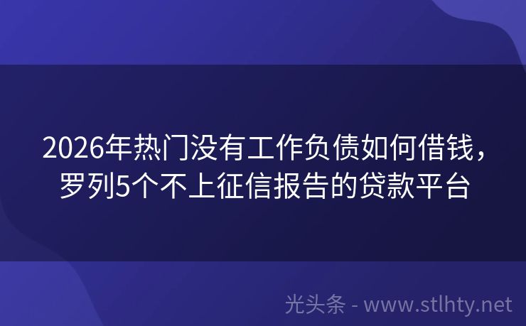 2026年热门没有工作负债如何借钱，罗列5个不上征信报告的贷款平台