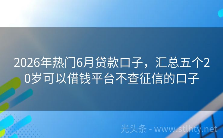 2026年热门6月贷款口子，汇总五个20岁可以借钱平台不查征信的口子