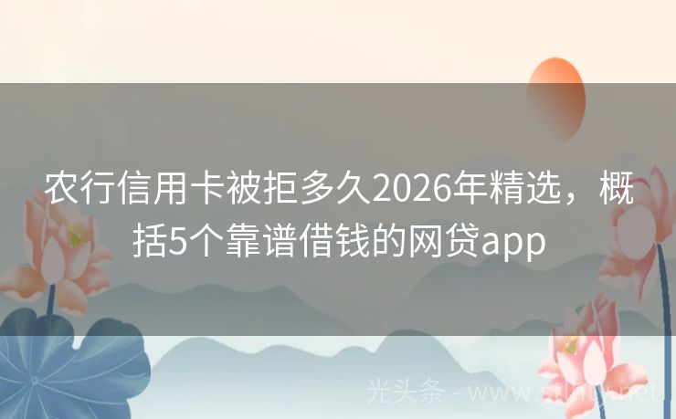 农行信用卡被拒多久2026年精选，概括5个靠谱借钱的网贷app