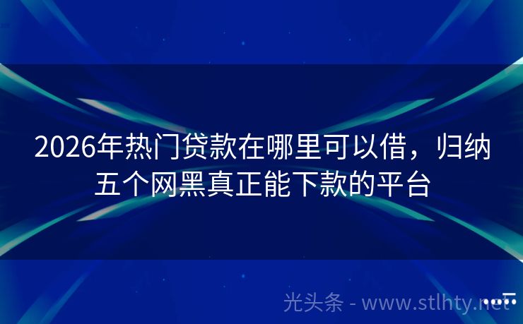 2026年热门贷款在哪里可以借，归纳五个网黑真正能下款的平台