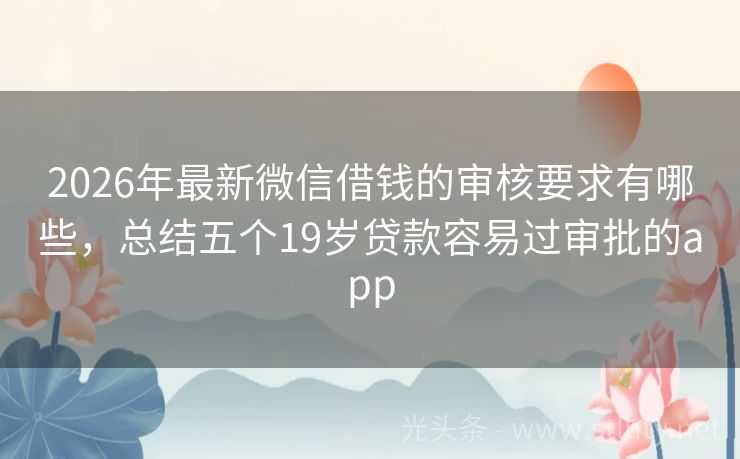 2026年最新微信借钱的审核要求有哪些，总结五个19岁贷款容易过审批的app