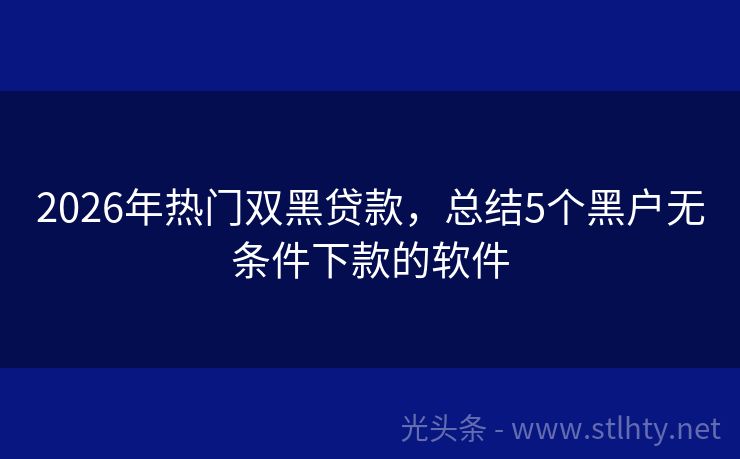 2026年热门双黑贷款，总结5个黑户无条件下款的软件