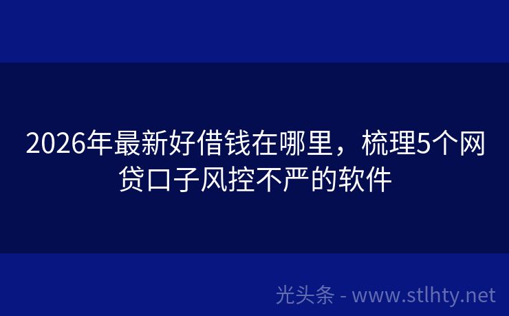 2026年最新好借钱在哪里，梳理5个网贷口子风控不严的软件
