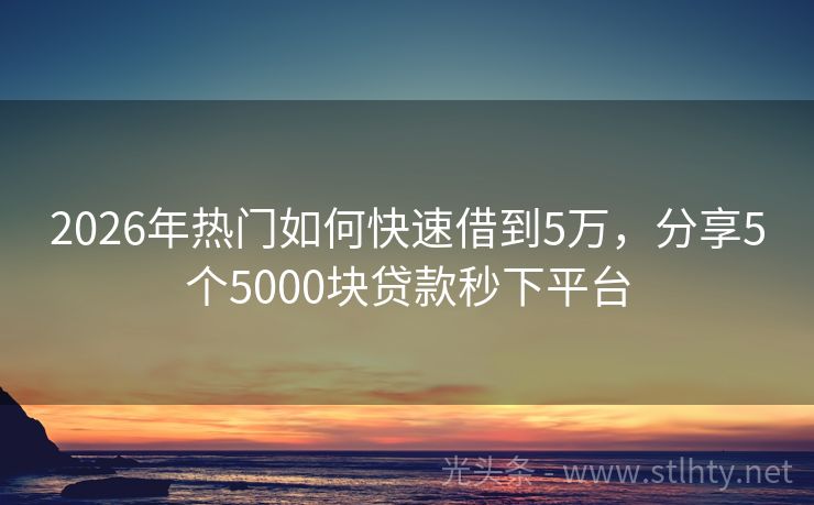 2026年热门如何快速借到5万，分享5个5000块贷款秒下平台
